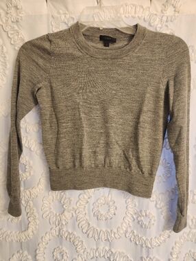 J.Crew womens grey merino wool long sleeve sweater size small cozy quiet luxury